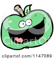 Cartoon Of A Green Apple Mascot Royalty Free Vector Clipart by lineartestpilot