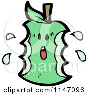 Cartoon Of A Scared Green Apple Core Mascot Royalty Free Vector Clipart