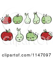 Cartoon Of Pear And Apple Mascots Royalty Free Vector Clipart by lineartestpilot