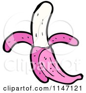Cartoon Of A Pink Peeled Banana Royalty Free Vector Clipart by lineartestpilot