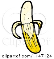 Cartoon Of A Peeled Banana Royalty Free Vector Clipart by lineartestpilot
