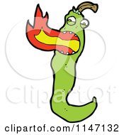 Cartoon Of A Spicy Flaming Green Jalapeno Pepper Mascot Royalty Free Vector Clipart
