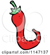 Cartoon Of A Spicy Hot Red Chili Pepper Royalty Free Vector Clipart by lineartestpilot