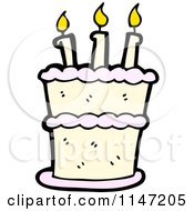 Cartoon Of A Birthday Cake With Candles Royalty Free Vector Clipart by lineartestpilot