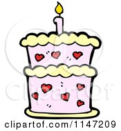 Cartoon Of A Birthday Cake With Candles Royalty Free Vector Clipart
