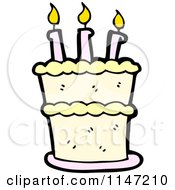 Cartoon Of A Birthday Cake With Candles Royalty Free Vector Clipart by lineartestpilot