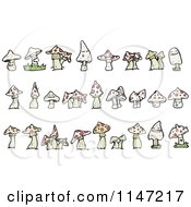 Cartoon Of Mushrooms Royalty Free Vector Clipart