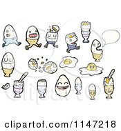 Cartoon Of Egg Mascots Royalty Free Vector Clipart