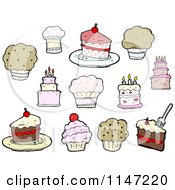 Cartoon Of Cakes And Cupcakes Royalty Free Vector Clipart
