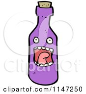 Cartoon Of A Purple Wine Bottle Mascot Royalty Free Vector Clipart