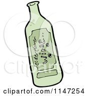 Cartoon Of A Green Wine Bottle Royalty Free Vector Clipart by lineartestpilot