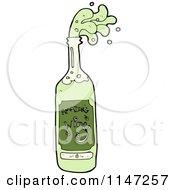 Cartoon Of A Green Wine Bottle Royalty Free Vector Clipart by lineartestpilot