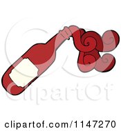 Cartoon Of A Red Wine Bottle Royalty Free Vector Clipart by lineartestpilot