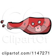 Cartoon Of A Red Wine Bottle Mascot Royalty Free Vector Clipart by lineartestpilot