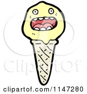 Cartoon Of A Waffle Ice Cream Cone Mascot Royalty Free Vector Clipart by lineartestpilot
