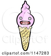 Cartoon Of A Waffle Ice Cream Cone Mascot Royalty Free Vector Clipart by lineartestpilot