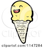 Cartoon Of A Waffle Ice Cream Cone Mascot Royalty Free Vector Clipart by lineartestpilot