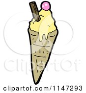 Cartoon Of A Waffle Ice Cream Cone Royalty Free Vector Clipart