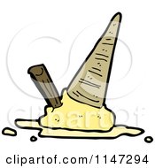 Cartoon Of A Dropped Waffle Ice Cream Cone Royalty Free Vector Clipart
