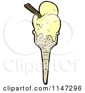 Cartoon Of A Waffle Ice Cream Cone Royalty Free Vector Clipart by lineartestpilot