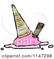 Cartoon Of A Dropped Waffle Ice Cream Cone Royalty Free Vector Clipart