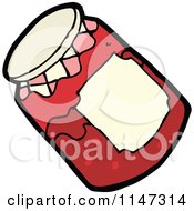 Cartoon Of A Jar Of Red Fruit Preserves Royalty Free Vector Clipart by lineartestpilot