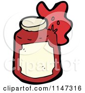 Cartoon Of A Jar Of Red Fruit Preserves Royalty Free Vector Clipart by lineartestpilot