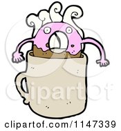 Poster, Art Print Of Pink Donut Mascot In Coffee