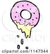 Cartoon Of A Pink Donut Royalty Free Vector Clipart