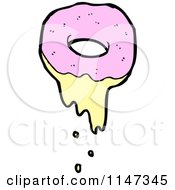 Cartoon Of A Pink Donut Royalty Free Vector Clipart by lineartestpilot