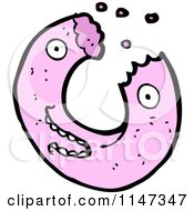 Cartoon Of A Pink Donut Mascot Royalty Free Vector Clipart by lineartestpilot