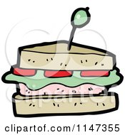 Cartoon Of A Sandwich Royalty Free Vector Clipart by lineartestpilot