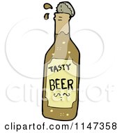 Cartoon Of A Beer Bottle Royalty Free Vector Clipart by lineartestpilot