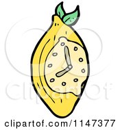 Cartoon Of A Lemon Clock Royalty Free Vector Clipart by lineartestpilot