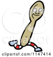 Cartoon Of A Running Spoon Mascot Royalty Free Vector Clipart