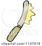 Cartoon Of A Knife Spreading Butter Royalty Free Vector Clipart