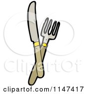 Cartoon Of A Fork And Butterknife Royalty Free Vector Clipart by lineartestpilot