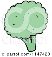 Cartoon Of A Head Of Broccoli Royalty Free Vector Clipart by lineartestpilot