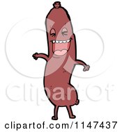 Cartoon Of A Sausage Mascot Royalty Free Vector Clipart by lineartestpilot