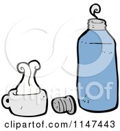 Cartoon Of A Thermos And Cup Royalty Free Vector Clipart by lineartestpilot