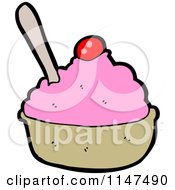 Poster, Art Print Of Bowl Of Strawberry Ice Cream With A Cherry