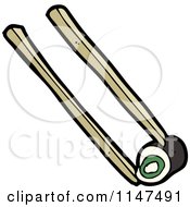 Cartoon Of Chopsticks And Sushi Royalty Free Vector Clipart