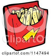 Cartoon Of A French Fry Container Royalty Free Vector Clipart by lineartestpilot