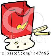 Cartoon Of A French Fry Container And Spill Royalty Free Vector Clipart