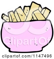 Cartoon Of A Bowl Of French Fries Royalty Free Vector Clipart