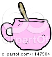 Cartoon Of A Pink Bowl Of Soup Royalty Free Vector Clipart by lineartestpilot