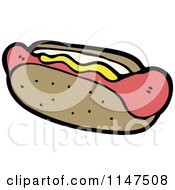 Hot Dog With Mustard In A Bun