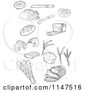 Cartoon Of Black And White Breads Royalty Free Vector Clipart