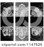 Poster, Art Print Of Grungy Grayscale Vertical Damask Labels With Copyspace