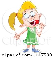 Poster, Art Print Of Happy Blond Girl With A Lolli Pop